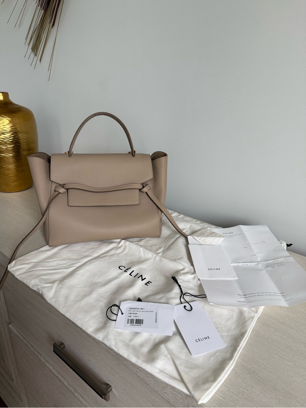 Celine Mini Belt Bag - Light Taupe - Excellent condition w/ tags and receipt